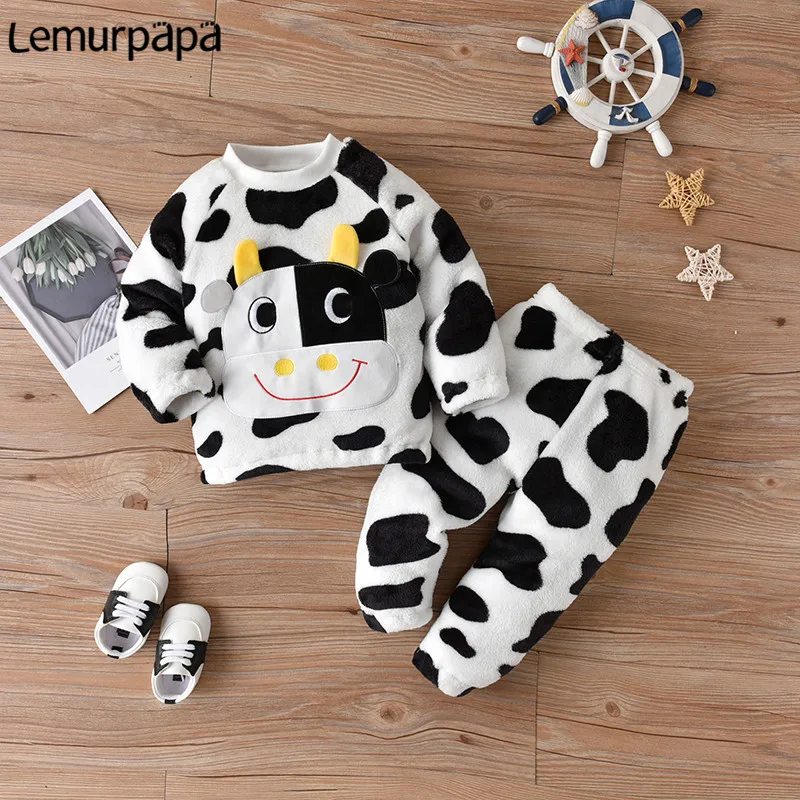 

Детская зимняя теплая одежда аниме мультфильм корова костюм для новорожденных Детский костюм на Хэллоуин комплекты одежды для младенцев