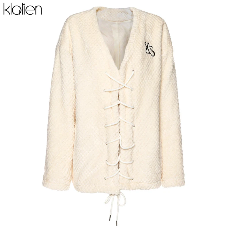 Осеннее уличное повседневное Черное длинное пальто KLALIEN лидер продаж 2019 женское