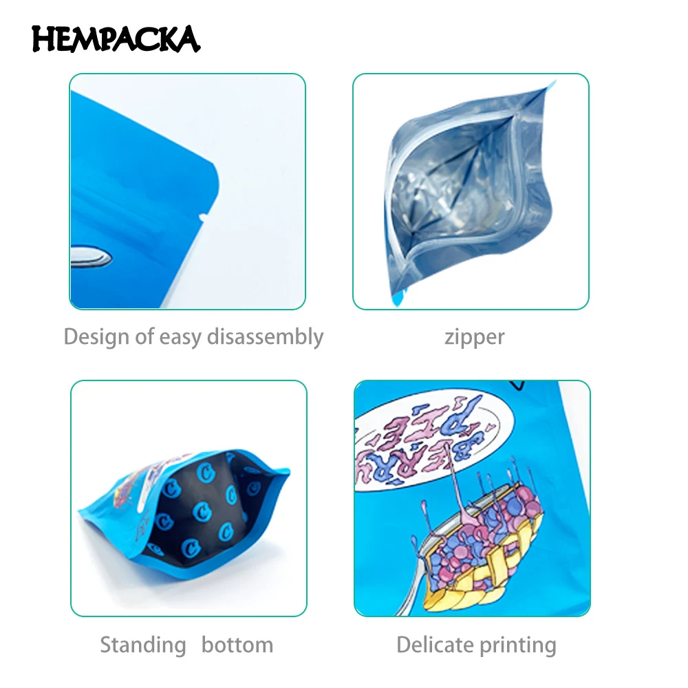 

3.5g Tobacco Sealed Bag Resealable Mylar Herbal Flowers Storage Pouches Waterproof Smell Proof Baggies Runty Pattern Customize