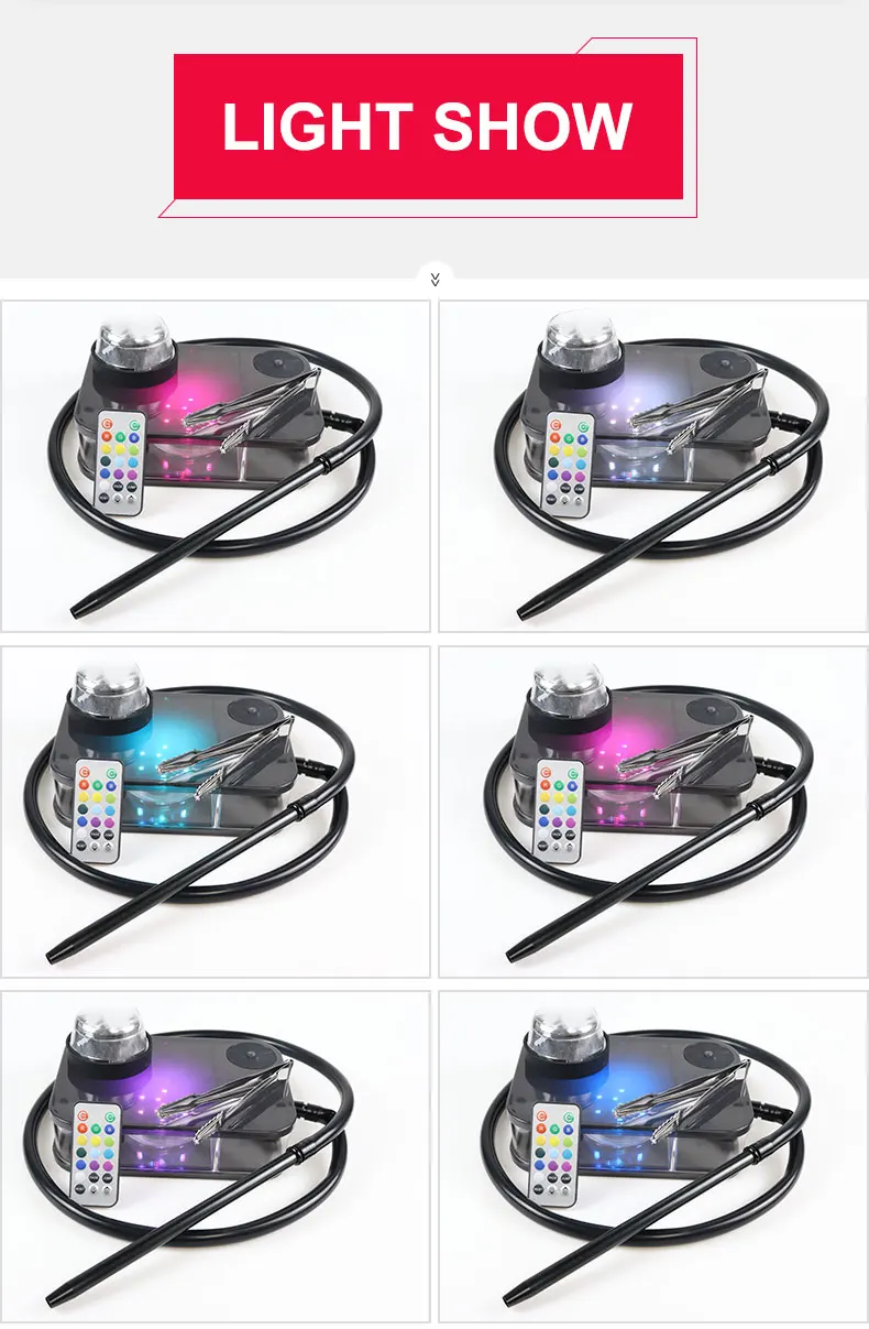 

Portable Hookah Shisha Set With LED Light Shisha For Smoking Water Pipe Complete Smoking Shisha Large Accessories