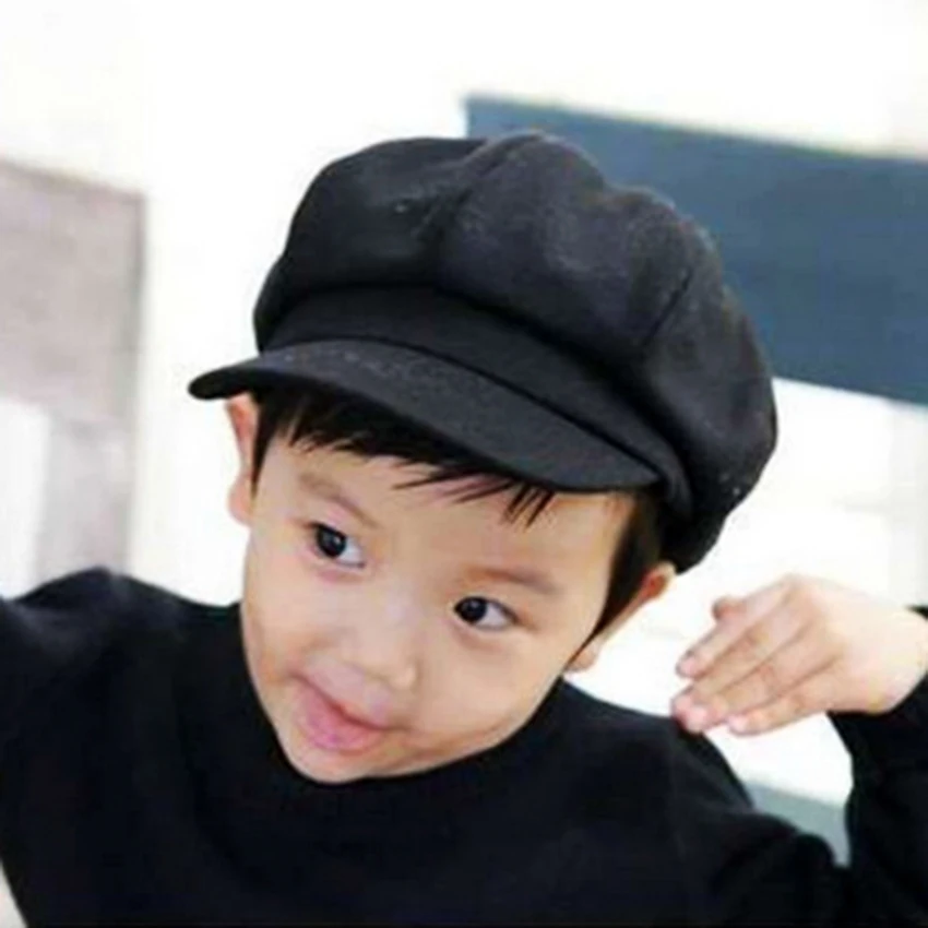 WELROG Children Octagonal Hat Spring Solid Color Newsboy Cotton Cute Baby Painter Adult Beret Girls Boys Hats |