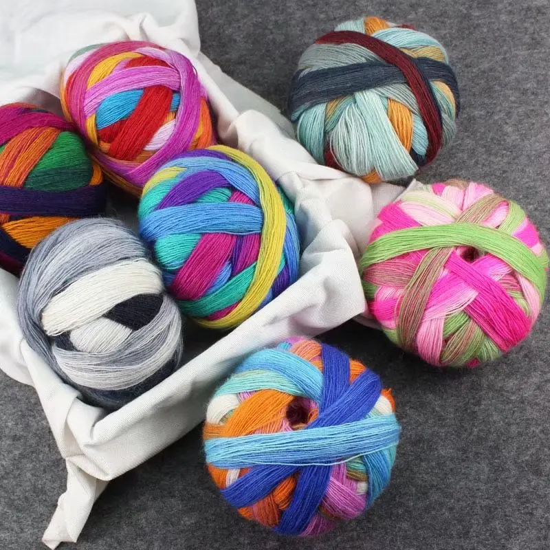 Шерстяная пряжа радужной расцветки 100 г для телефона тонкая кружевная шерстяная