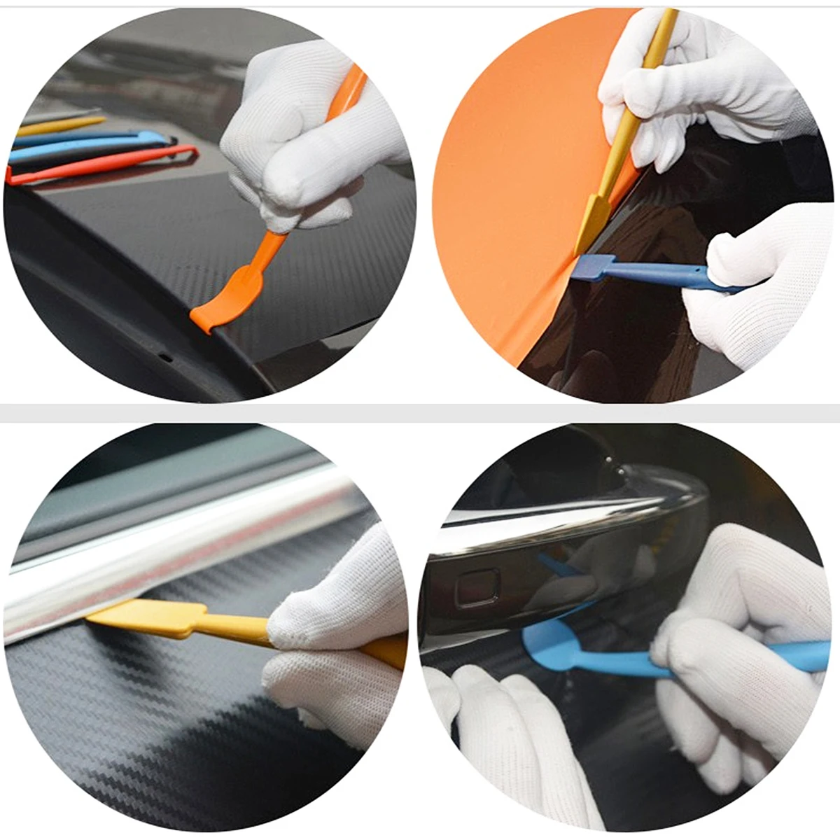 7pcs Carbon Fiber Car Stickers Film Install Stick Magnetic Squeegee Set Tools Vinyl Wrap Scraper Accessories A30 | Автомобили и