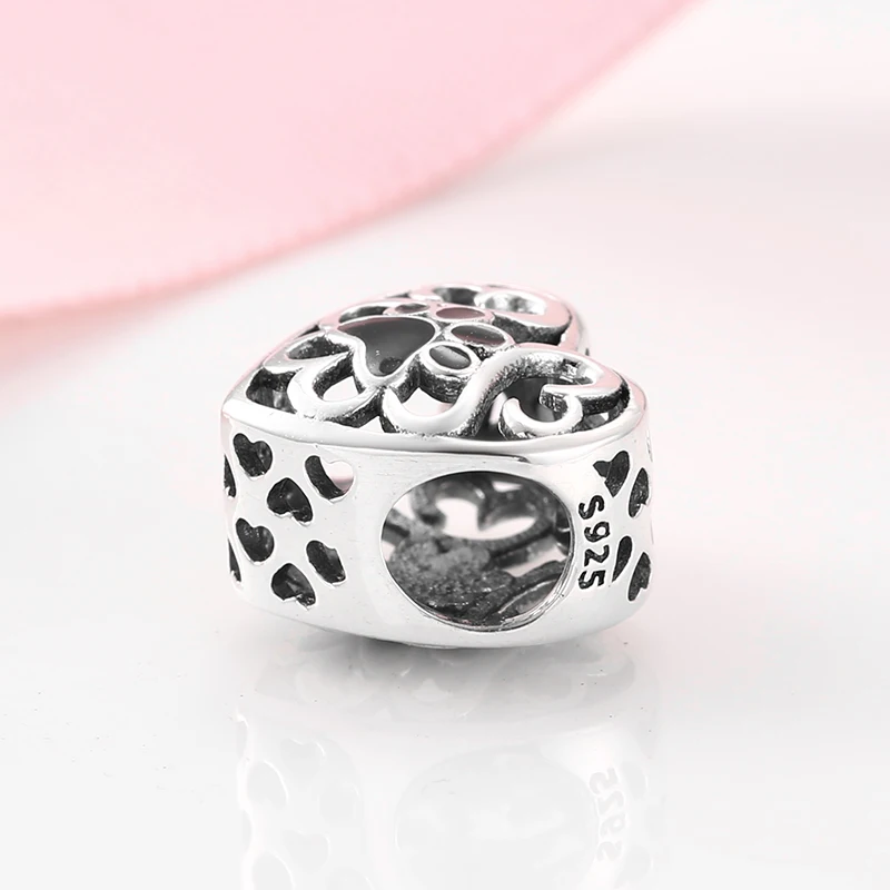 Женские серебряные полые бусины подвески с изображением собаки подходят для