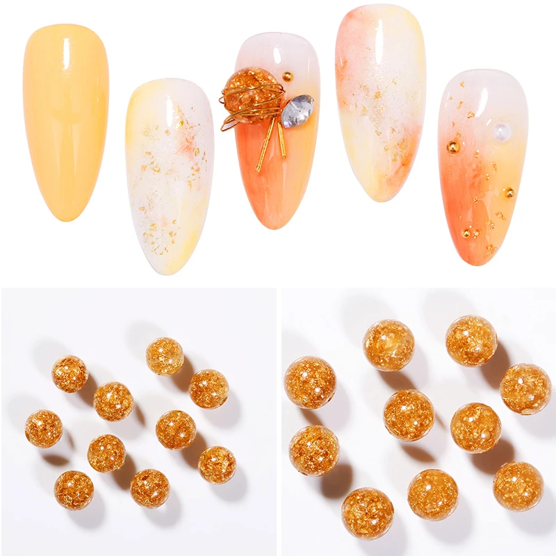 Украшения для дизайна ногтей мигание кубической воды сверла Золотая фольга бусины металлическое украшение из колец цветной дизайн ногтей DIY 10 шт