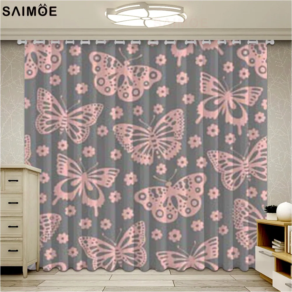 

Butterfly Print Sheer Window Curtains Polular Purple Living Room Bedroom Curtains Blind Parlour Room Drapes