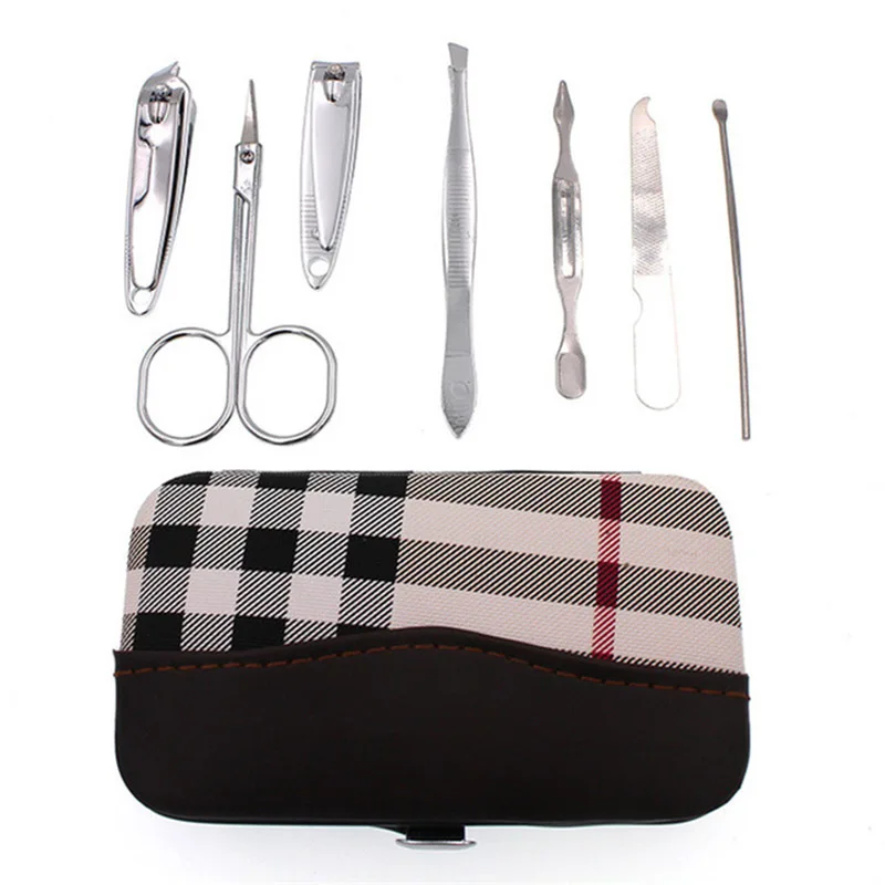 PU кожаный чехол 7 шт./компл. из нержавеющей стали инструменты для дизайна ногтей