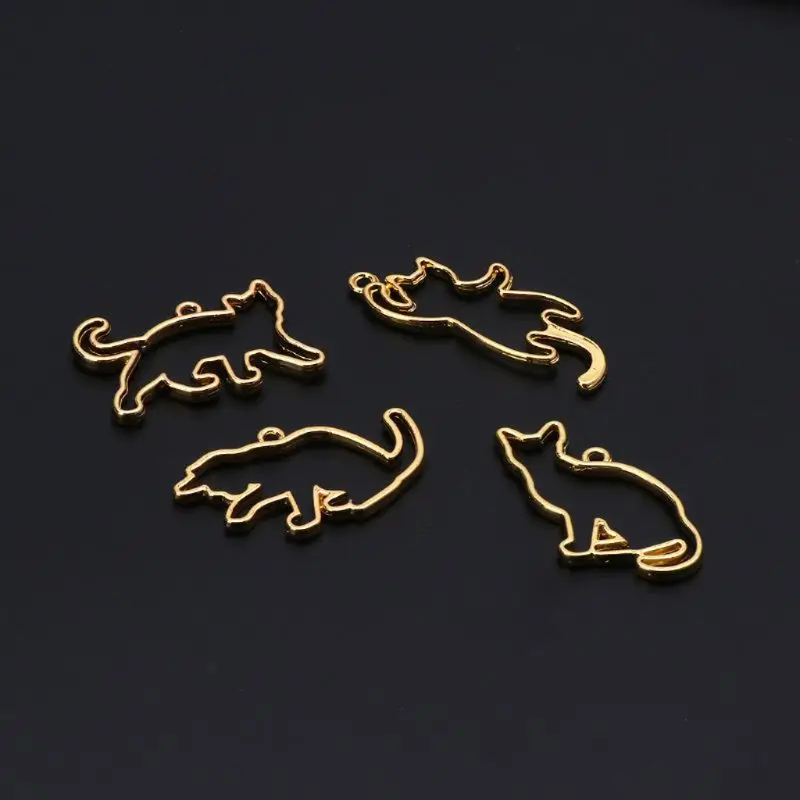 

5Pcs Naughty Cat Hollow Blank Frame Pendant Open Bezel UV Resin Jewelry Making