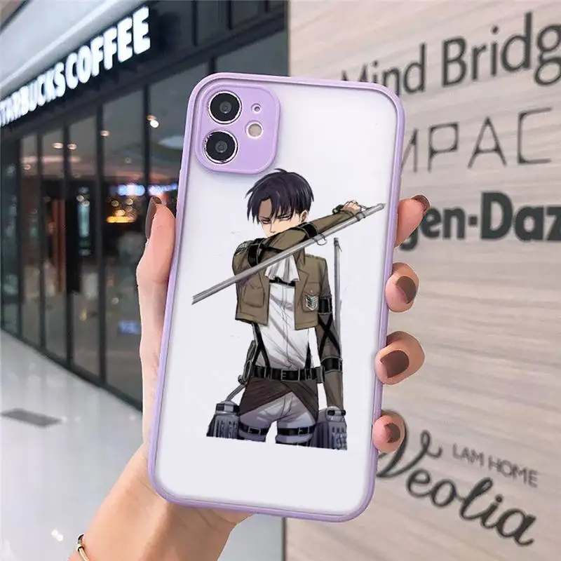 

Anime Japanese attack on Titan Phone Cases Matte transparent For Purple iPhone 12 Mini 11 Pro XR XS Max 7 8 Plus X Back Cover