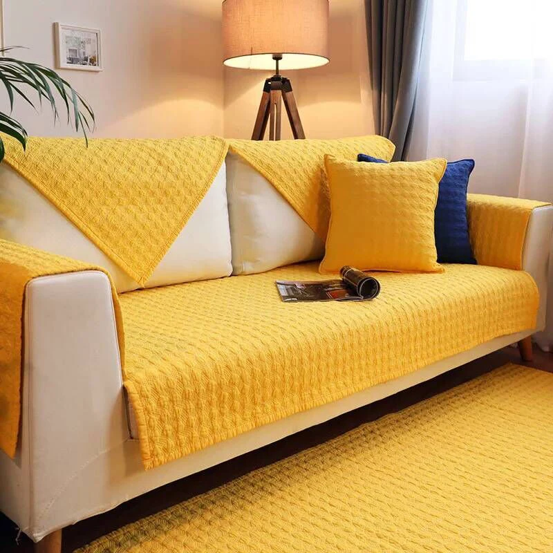 Однотонный Хлопковый чехол для дивана грязеотталкивающий нескользящий диван