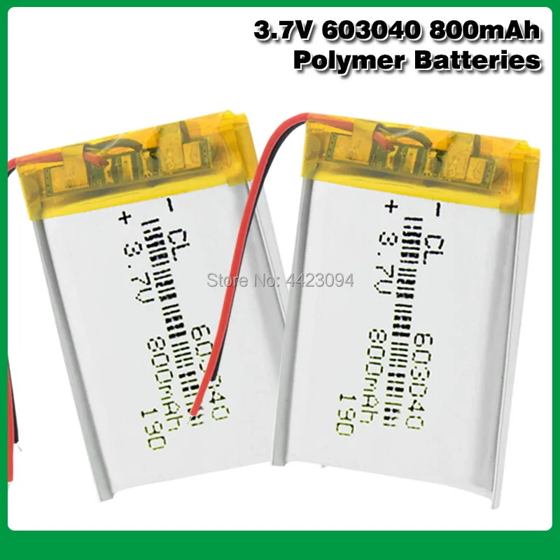 800mAh 3.7V 603040 Polymer Lithium Li-Po li ion rechargeable Battery For MP3 MP4 DVD Toy DIY Speaker Alarm Lipo cells | Электроника