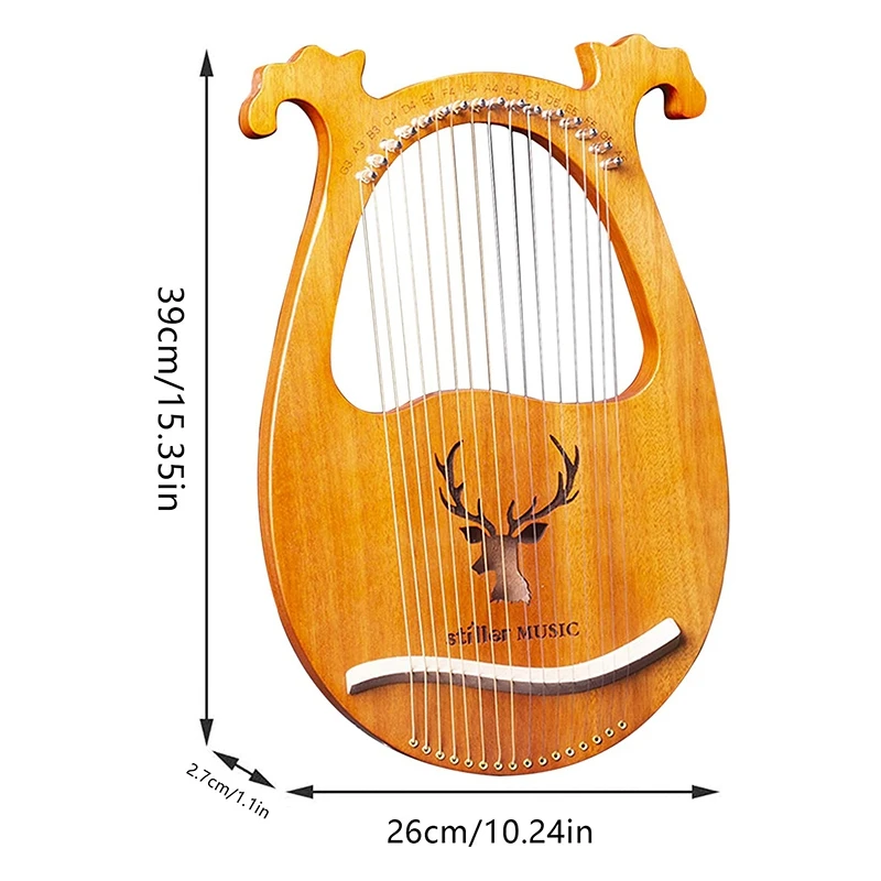 Lyre Harp греческая скрипка 16 деревянных струн твердая древесина красное дерево с