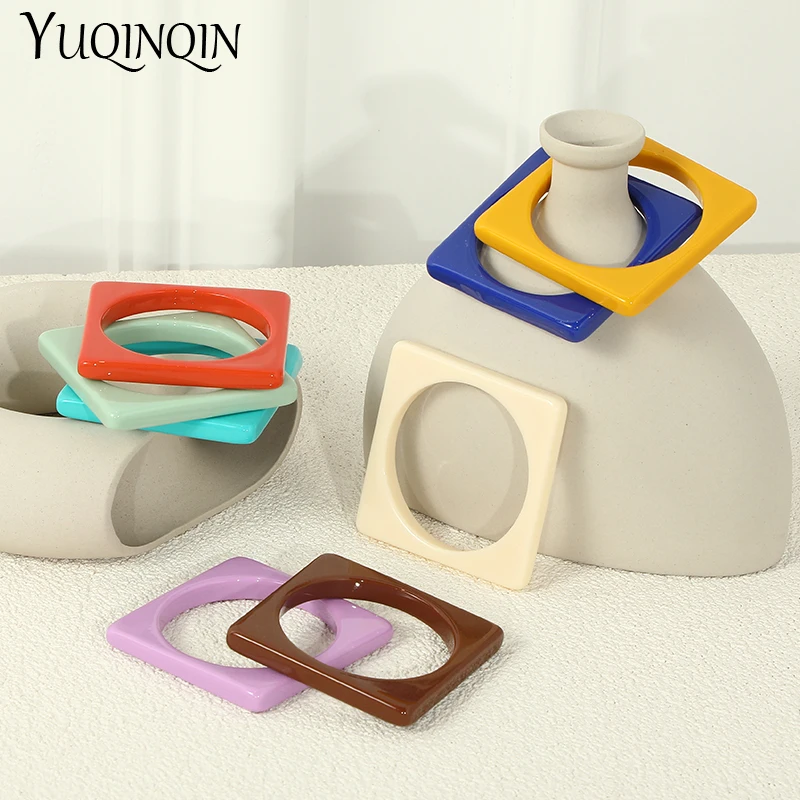 Разноцветные акриловые модные браслеты из полимера для женщин и девушек