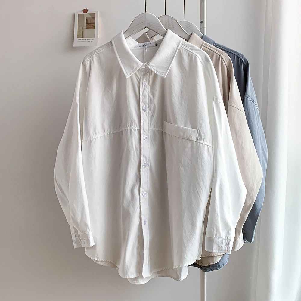 

Fashion Women 2021 New Spring Autumn Shirt Blouse Female Full Sleeve Casual Office Ladies Loose Oversize Shirts Tops WB78