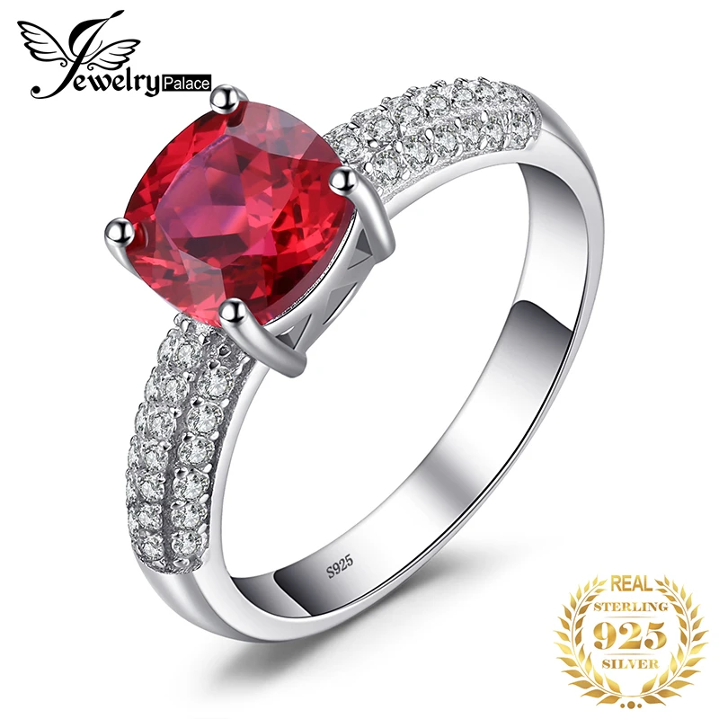 Jewelrypalace Подушки 2.6ct красный создания Рубины Solitaire Обручение кольцо для Для женщин