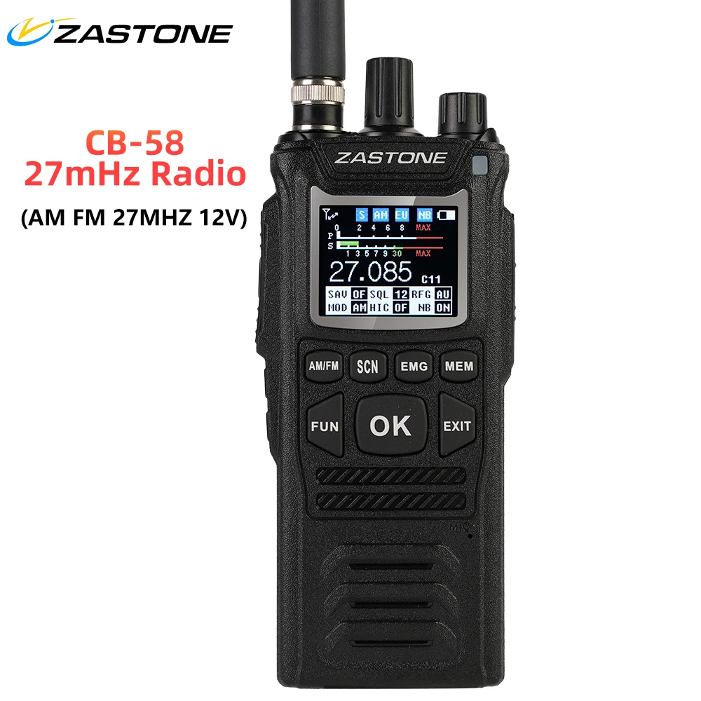 Zastone-walkie-talkie de mano CB-58, de 27MHz Radio HAM, 4W, 12V, todos los 240 canales CB, 26 a 27MHz, 4000hAm-1