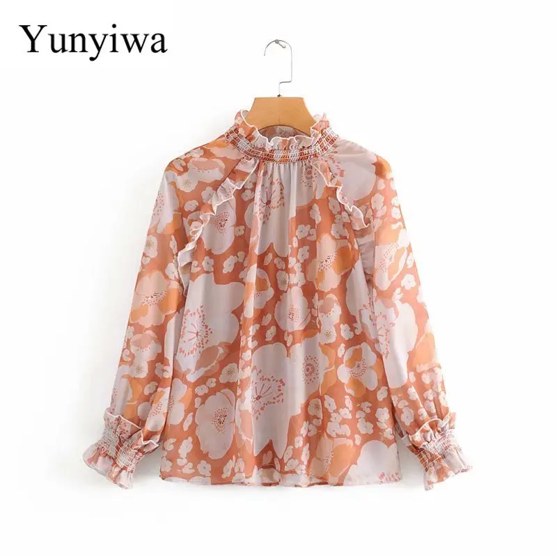 Женская одежда 2020 рубашка с вертикальным воротником и длинными рукавами женская