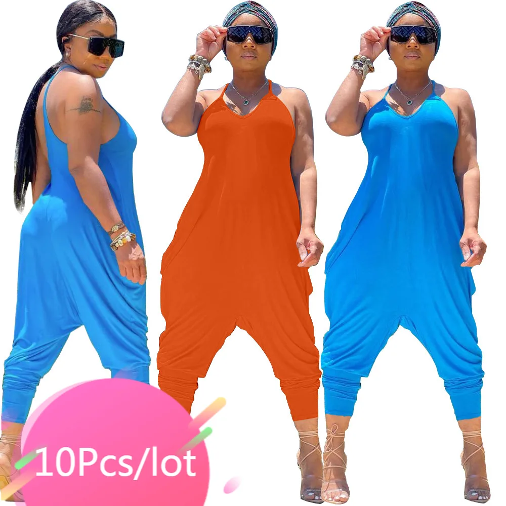 

Bulk Items Wholesale Lots Women Summer Jumpsuit Sleeveless Harem Pants Solid Backless Loose Romper One Piece Overalls Streetwear