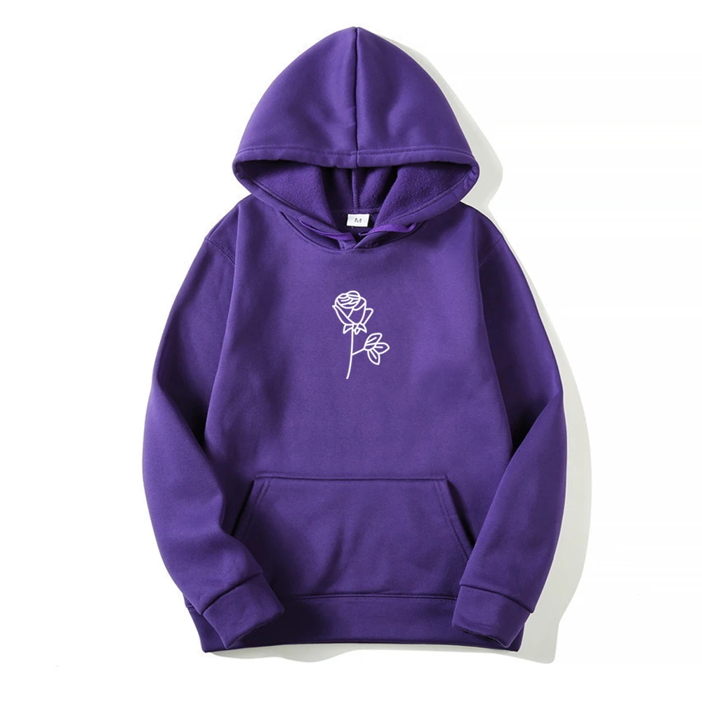 

2021 New Style White Flower Printing Hoodies Spring Autumn Winter Sweatshirts Casual Pullovers Streetwear Fashion Trend