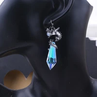2021 gothic crystal dragon earrings unique personality animal totem black pendant earrings jewelry party gift for women