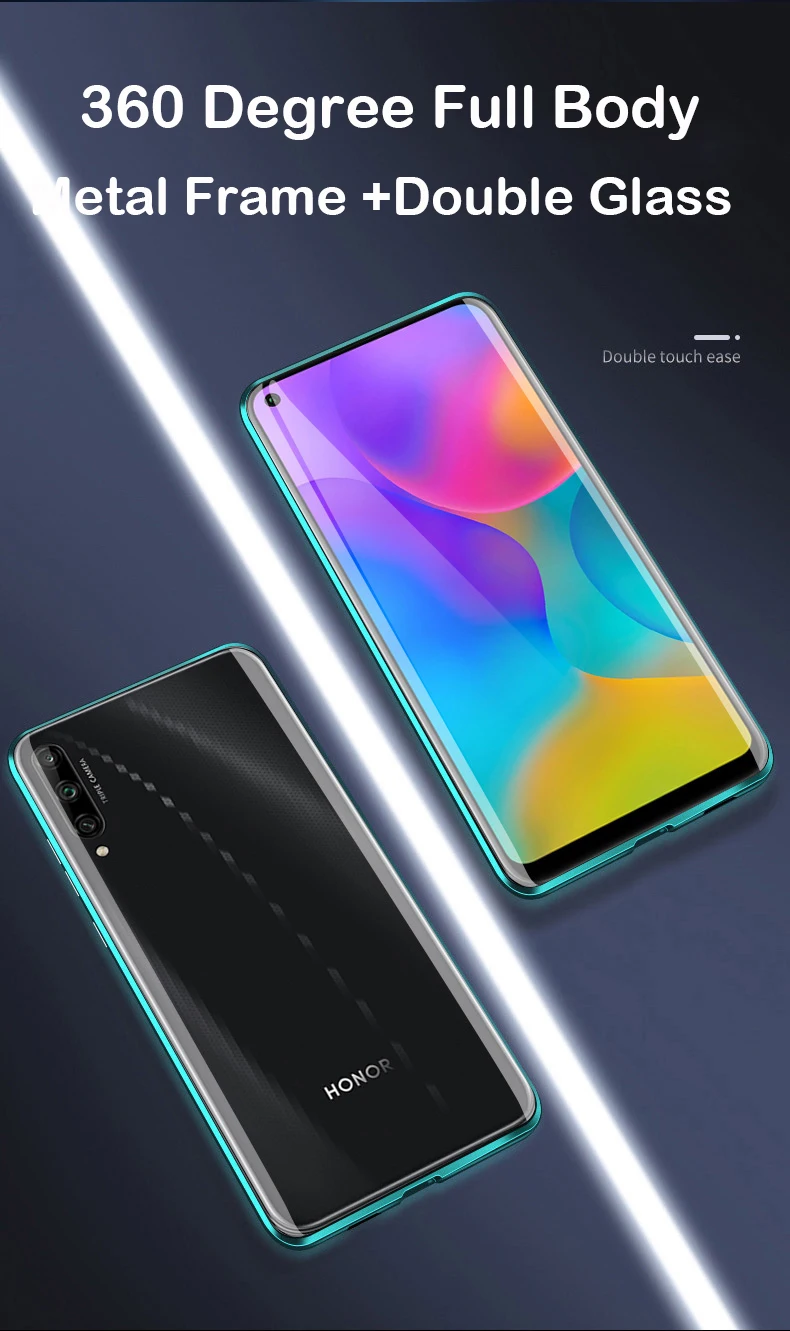 Магнитный чехол для huawei Honor V30 Play 3 Note 10 8 S, двусторонний стеклянный чехол, металлический бампер Nova 6SE V20 9X Pro 8X MAX чехол