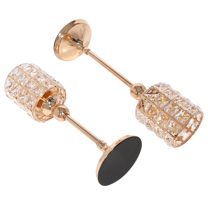 

2 Piece Crystal Candle Holders for Parties Home Living Room Wedding Table Decoration,12 Inch 14 Inch,Golden