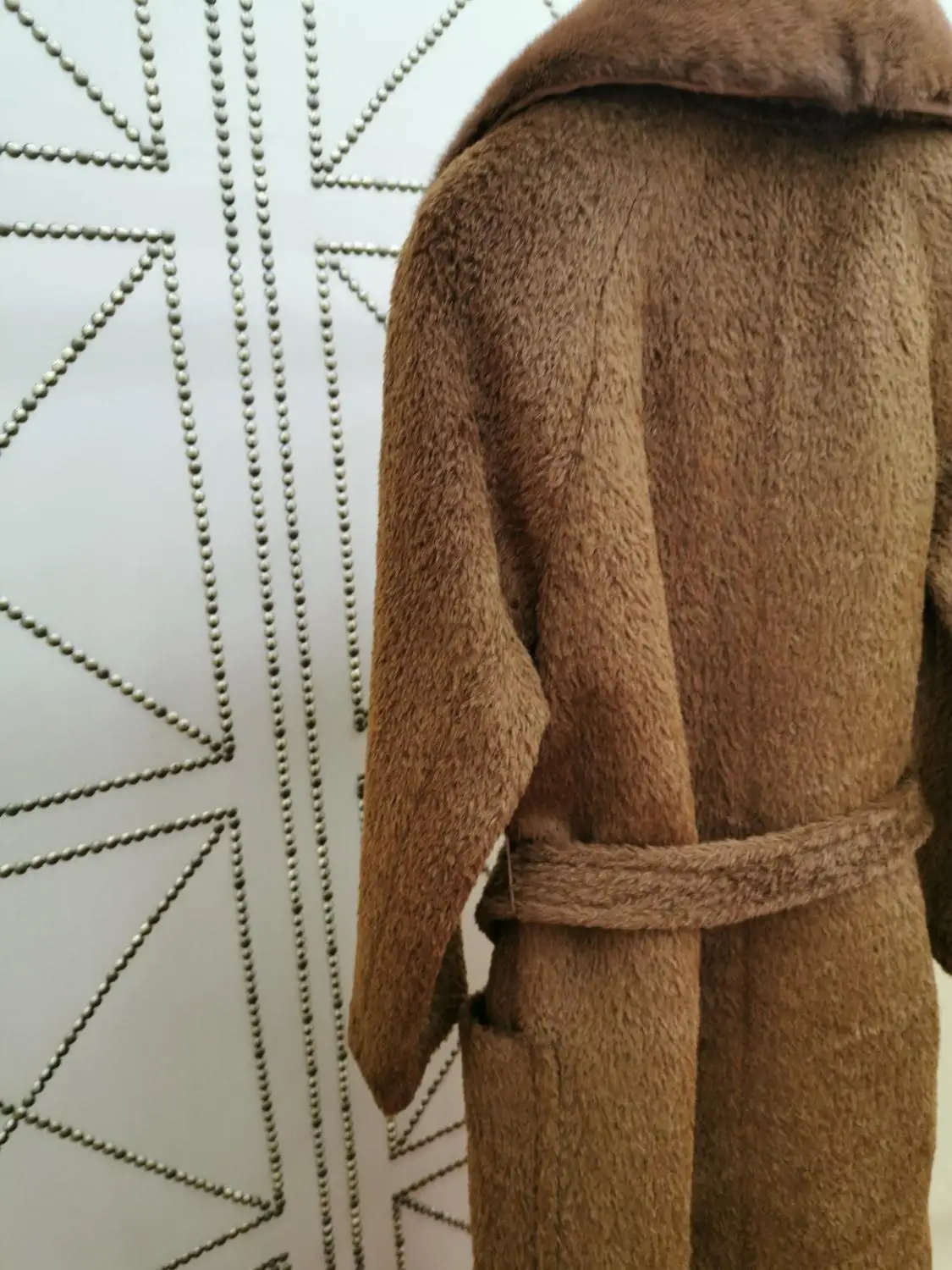 2019 Winter Clothes Women High Quality Mink Fur Collar Alpaca Coat England Style Sashes Brown Long Jacket Женская одежда
