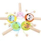 Деревянный барабан-погремушка, музыкальный инструмент, перкуссионные игрушки, Мультяшные деревянные детские игрушки, детский инструмент для раннего развития, подарки