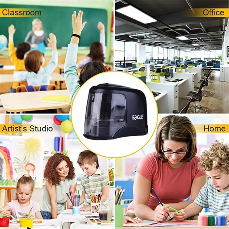 

C5AE Electric Pencil Sharpener Best Heavy Duty Helical Steel Blade for artists Kids Adults Colored Pencils