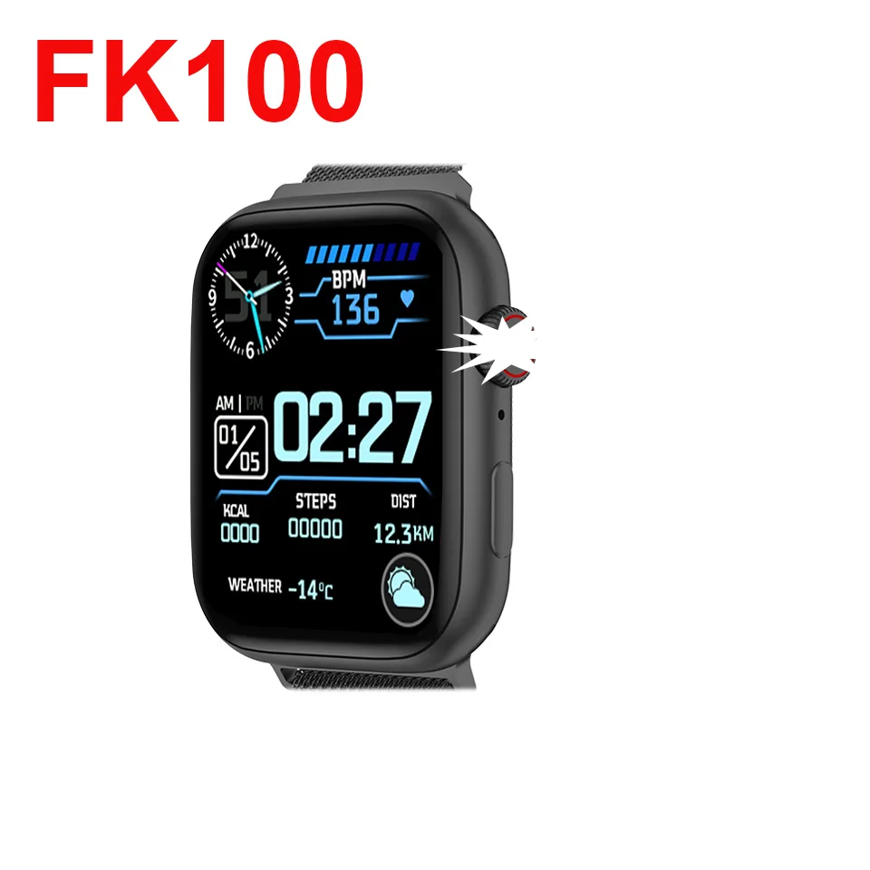 

FK100 Wireless Charging Bluetooth Call Heart Rate Smart Watch Men Women for Apple Watch Better IWO13 Pro FK99 W46 Smartwatch