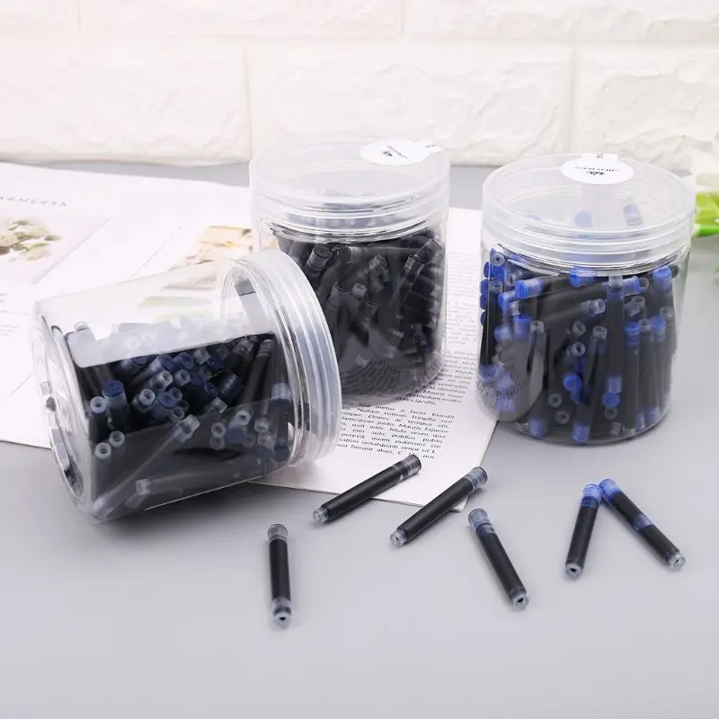 

100pcs Jinhao Universal Black Blue Fountain Pen Ink Sac Cartridges 2.6mm Refills School Office Stationery