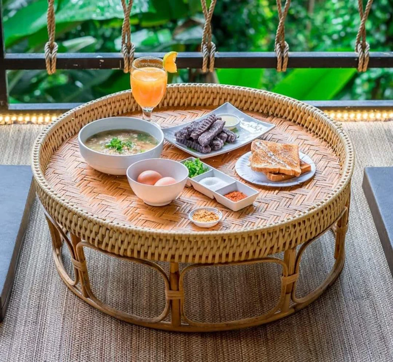 

Bamboo Tea Table Floating Window Sill Small Table Fruit Plate Fruit Basket round Picnic Table