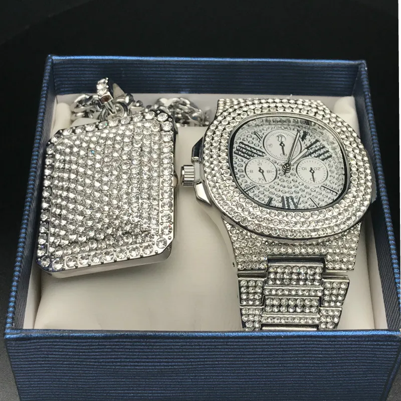 Роскошные мужские часы и ожерелье комбинированный набор часов кулон кубинский