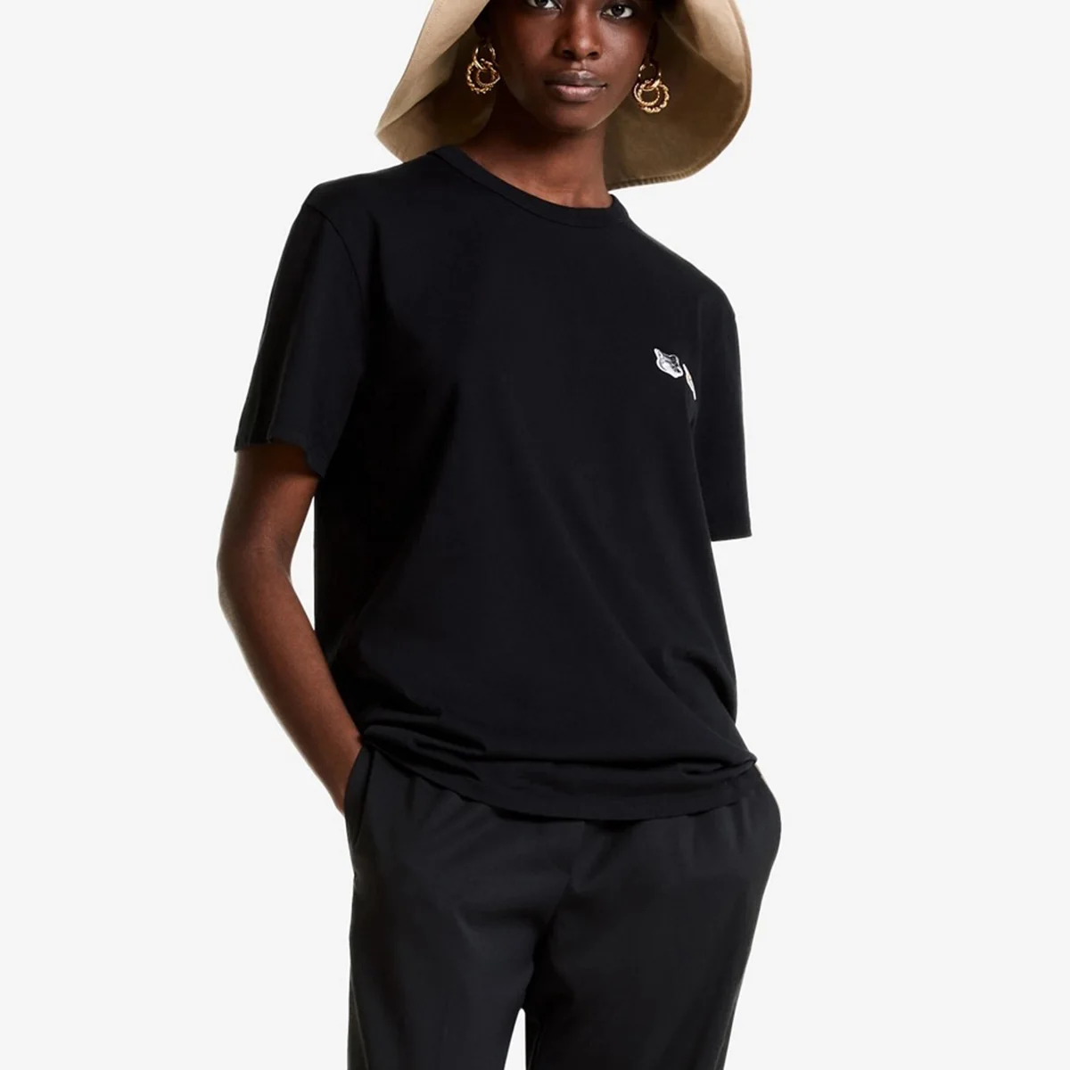 

Fox Embroidery T-shirt Womens Summer High Street Round Neck Cotton Fashion Tee Shirt Streetwear Casual Women T-Shirts Haut 2021