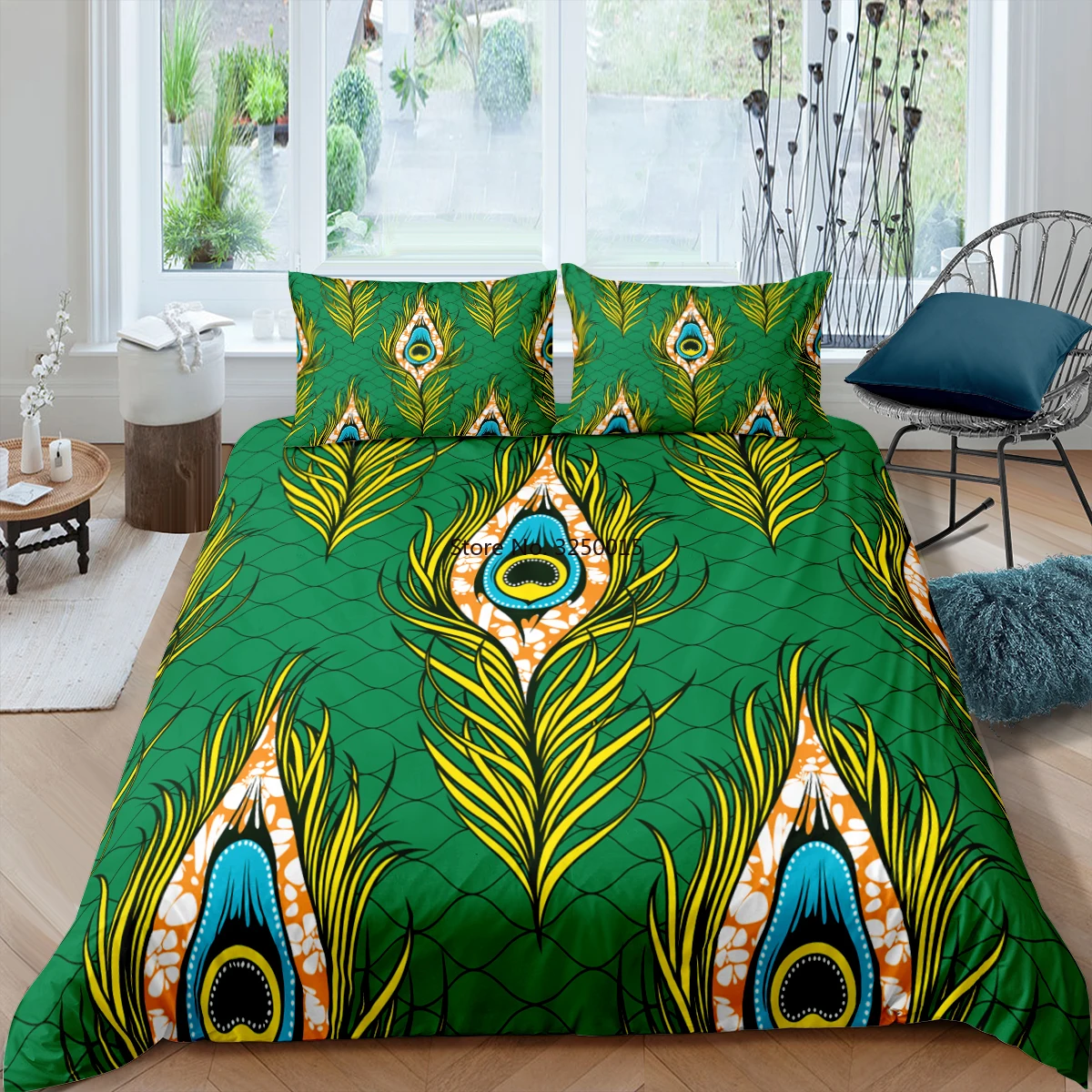 

2-3 pieces African Print Duvet Cover with Pillowcase Comforter Cover Print Single Queen King Vintage 3D Bedding Zipper Closure