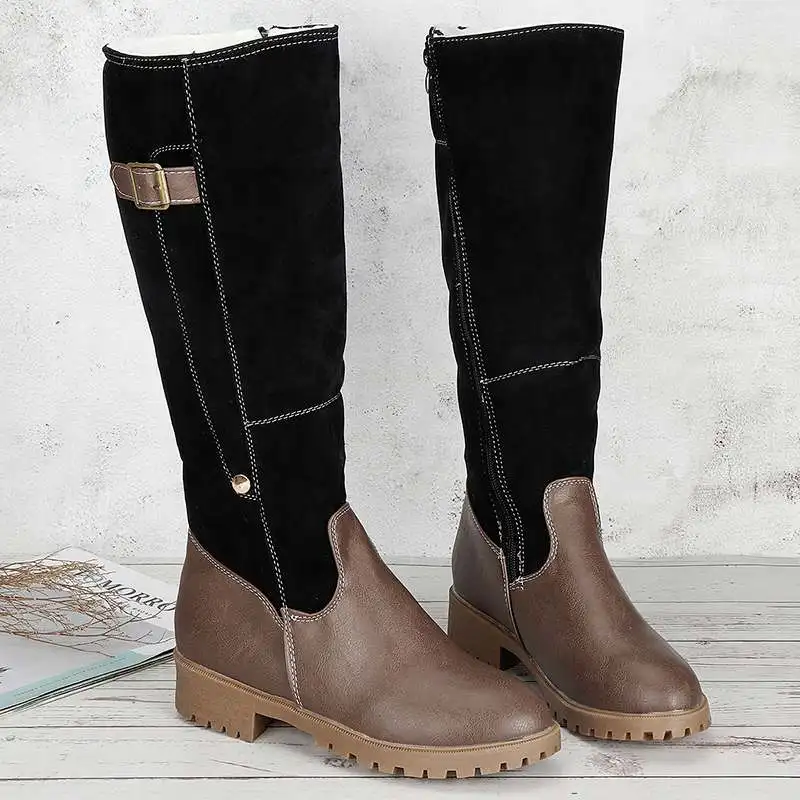 

Nis Women Boots Fur Zipper Retro Style Casual Womans Booties Gladiator Low Heel Shoes Ladies Fashion Botas Mujer Size 36-43