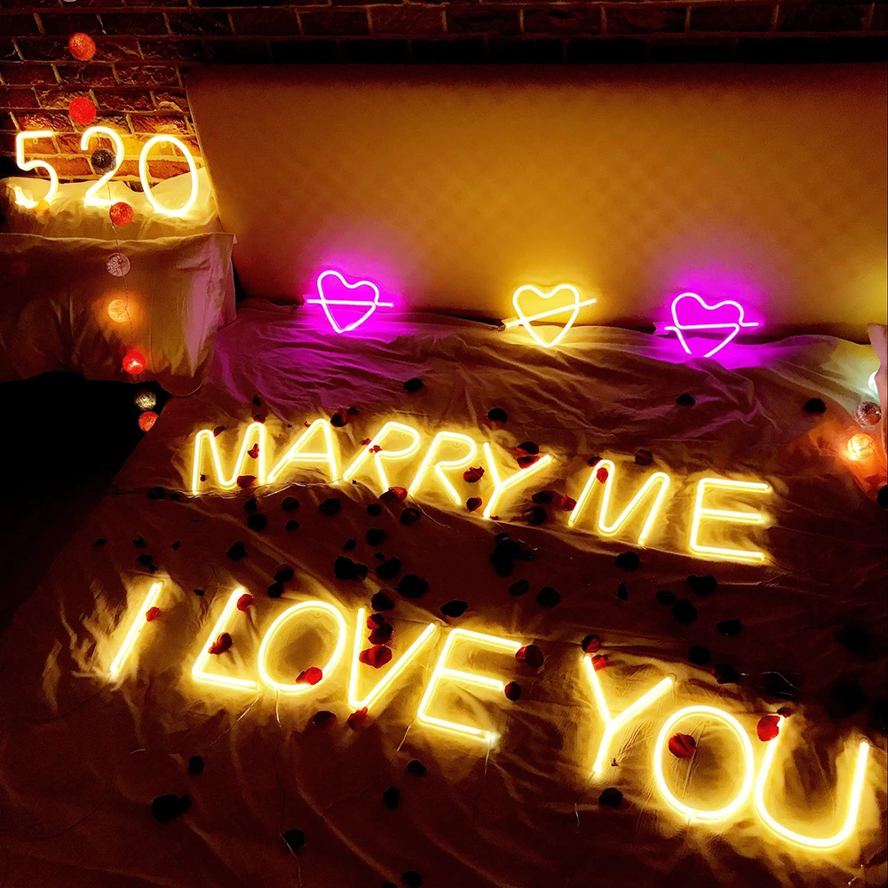 

LED Neon Alphabet Night Lamp 26 Letters Number Sign DIY Wall Hanging Night Lamp for Christmas Romantic Wedding Birthday Party