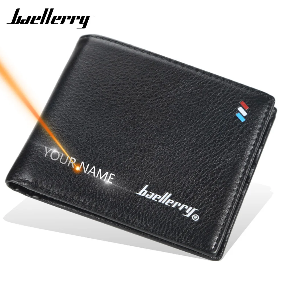 2020 деловые мужские кошельки короткий однотонный кошелек с гравировкой имени