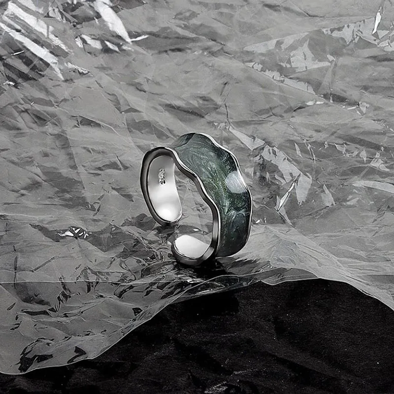 

New Fashion Metal Irregular Round Open Width Joints Index Finger Enamel Epoxy Ring Drop Oil Rings For Women Party Jewelry Gift