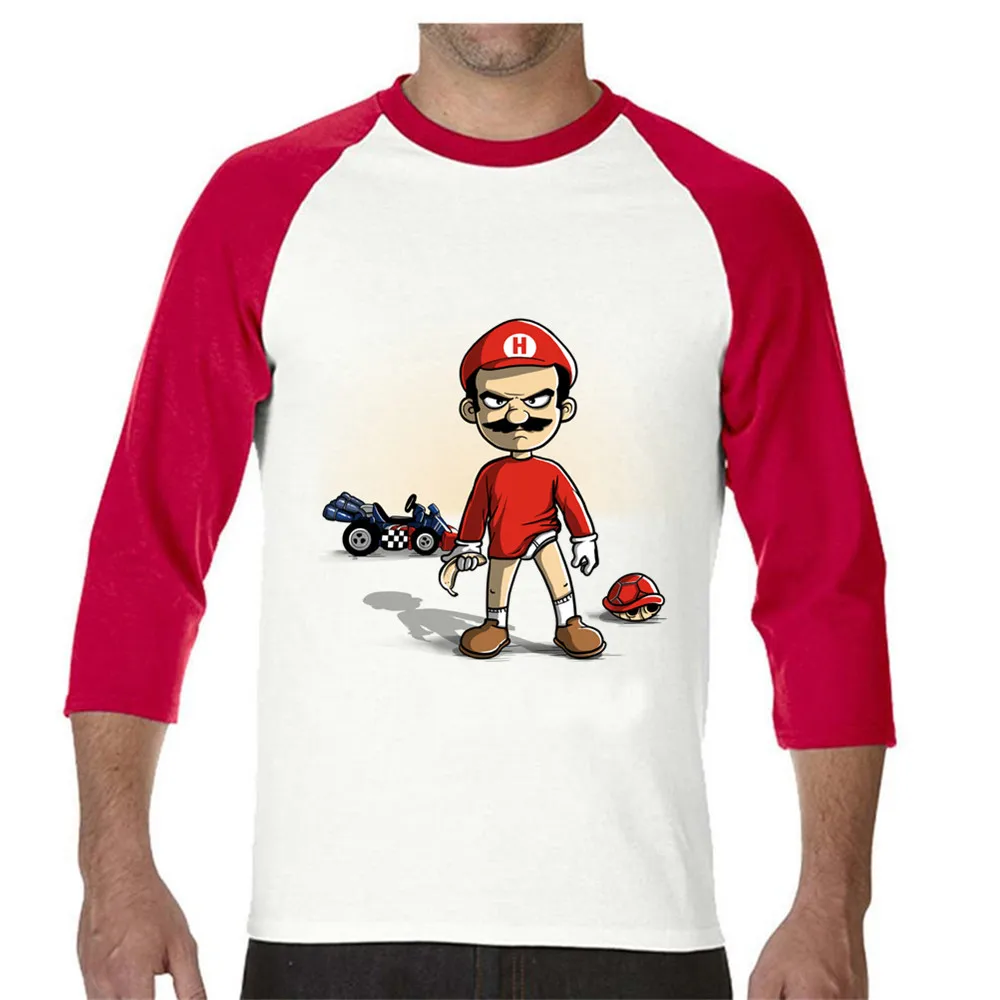 Мужская футболка для футбола Off White Gym Couture в стиле хип хоп Super Mario Breaking Kart с рукавом