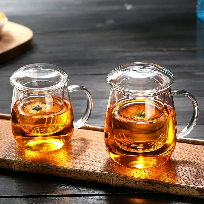 

380Ml Tea Mug with Lid Filter,Coffee Cups Tea Set Mugs Beer Drink Office Mug Transparent Drinkware Glass Cup Chinese Style