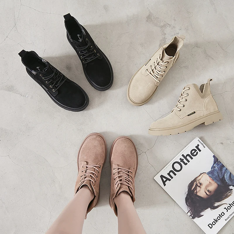 Ботинки мартинсы женские короткие ботинки в британском стиле ретро студенческие