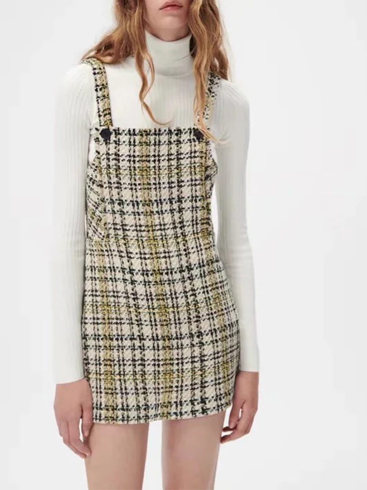 

Женская короткая юбка в Западном ретро-стиле ZA, осенне-зимняя милая маленькая юбка на ремешках с текстурой