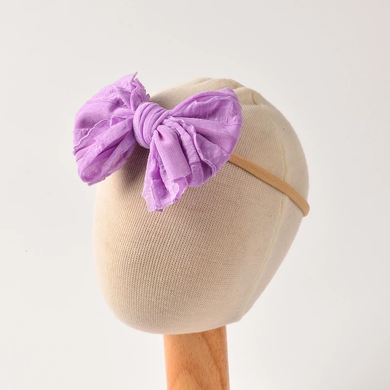 Детская однотонная эластичная резинка с большим бантом Мягкая повязка на голову