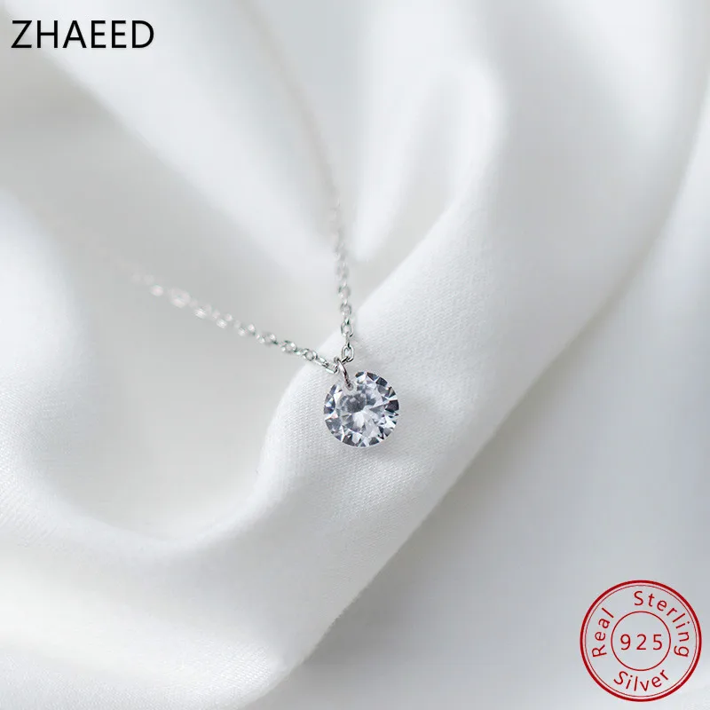 Ожерелье из стерлингового серебра 925 пробы кулон женское блестящее маленькое