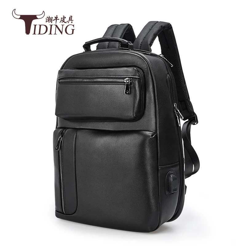 

Мужской Дорожный деловой рюкзак для ноутбука 16 дюймов, черная сумка из воловьей кожи, многофункциональные вместительные мужские сумки