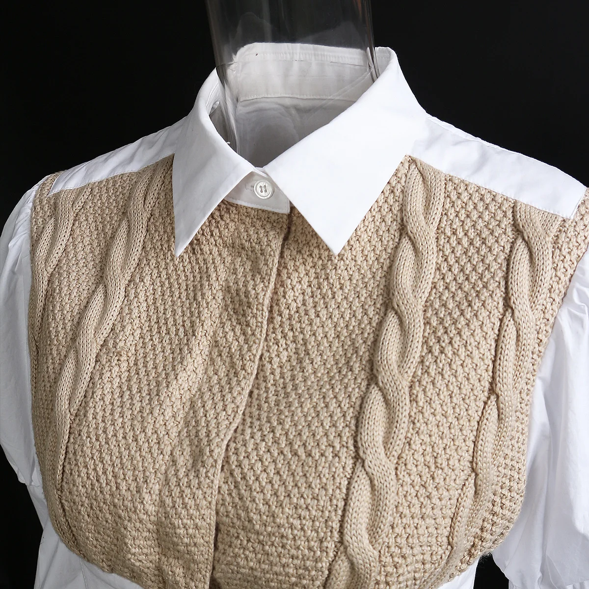 

Woven Linen Wool Stitched Cotton Shirt Puffy Sleeve Shirt Sweater