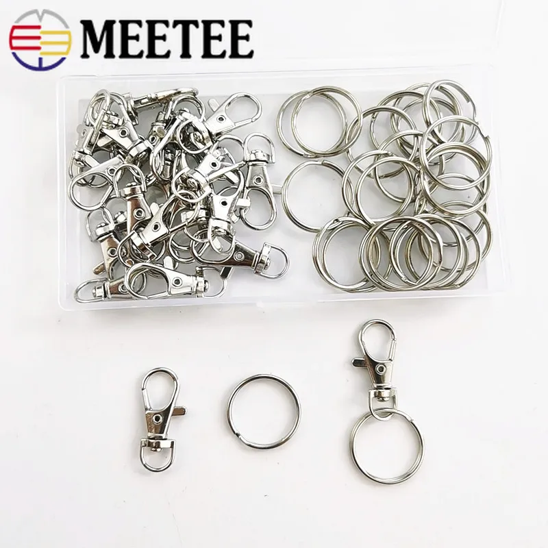 

50pcs 25pcs 20mm O Ring Keychin Hooks + 25pcs 11mm Metal Buckles Lobster Clasp Snap DIY Key Webbing Pendant Accessories