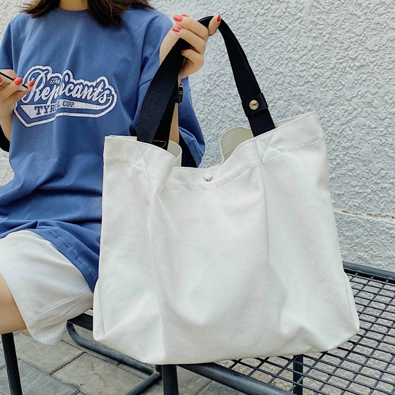 Простая дизайнерская холщовая женская сумка на плечо сумки для покупок