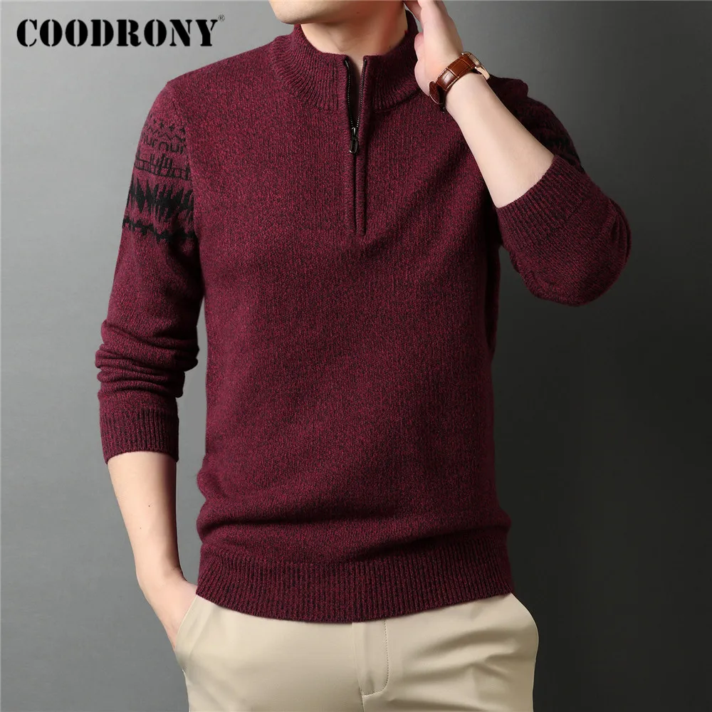 

Fashion Casual Zipper Turtleneck Knitwear Thick Warm Wool Sweater Pullover Men COODRONY Brand Winter New Arrivals Clothing C2007